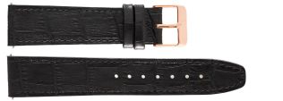 20mm Leather Strap Black Croco Rosegoldfarvet IHS1004