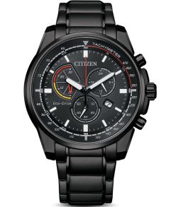 Citizen Mens Solar Energy Black Steel Chrono 44mm