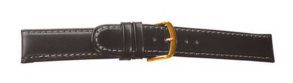 Falkenlund Deluxe Beco Watch Strap Sattelleder Black Calf Leather 18mm Gold Plated Buckle 616118G