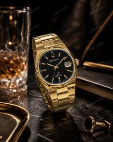 Bulova Mens Golden Black Vintage 38mm