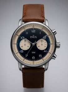 Inex Mens Vintage Silver Blue 40mm