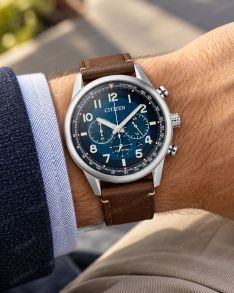Citizen Mens Solar Chronograph Leather 43mm