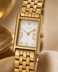 Carrie Taylor Petite Golden Rectangular White Dial 19mm
