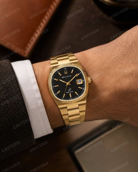 Bulova Mens Golden Black Vintage 38mm