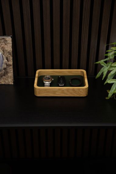 Morelund Small Valet in Natural Wood/Green Leather MO4203